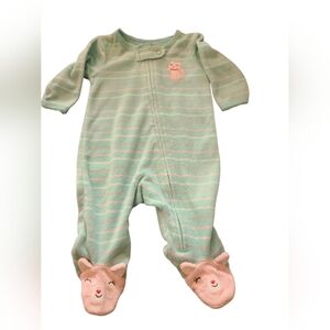 Carter's Pajamas One Piece Footie Kittie Theme Long‎ Sleeves Striped Sz NB